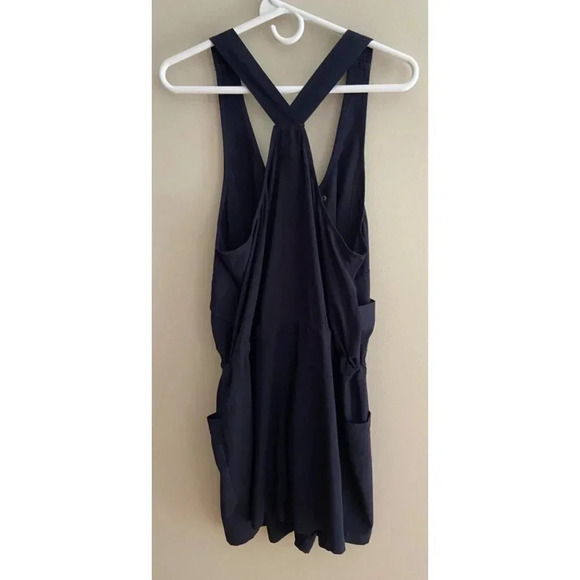 Elevenses Anthropologie Utility Racerback Shorts Romper Navy Blue Size Small - Picture 8 of 13
